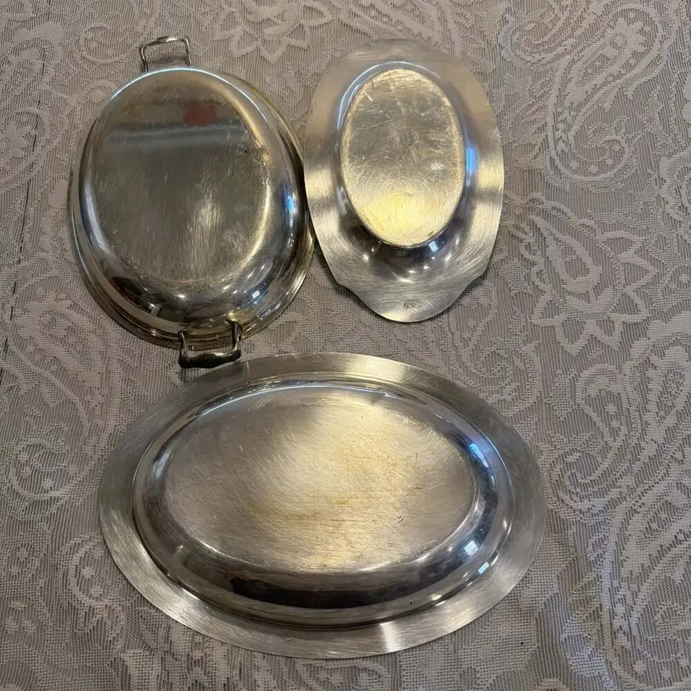 VNTG 3 SILVER Plated Serving Dishes Grannycore 2 Of 3 W/Marks See In PICS